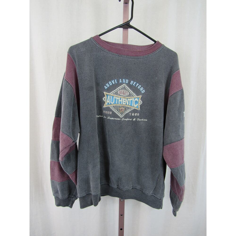 Today's News Small Above and Beyond Vintage Pullover Sweater Grey Maroon